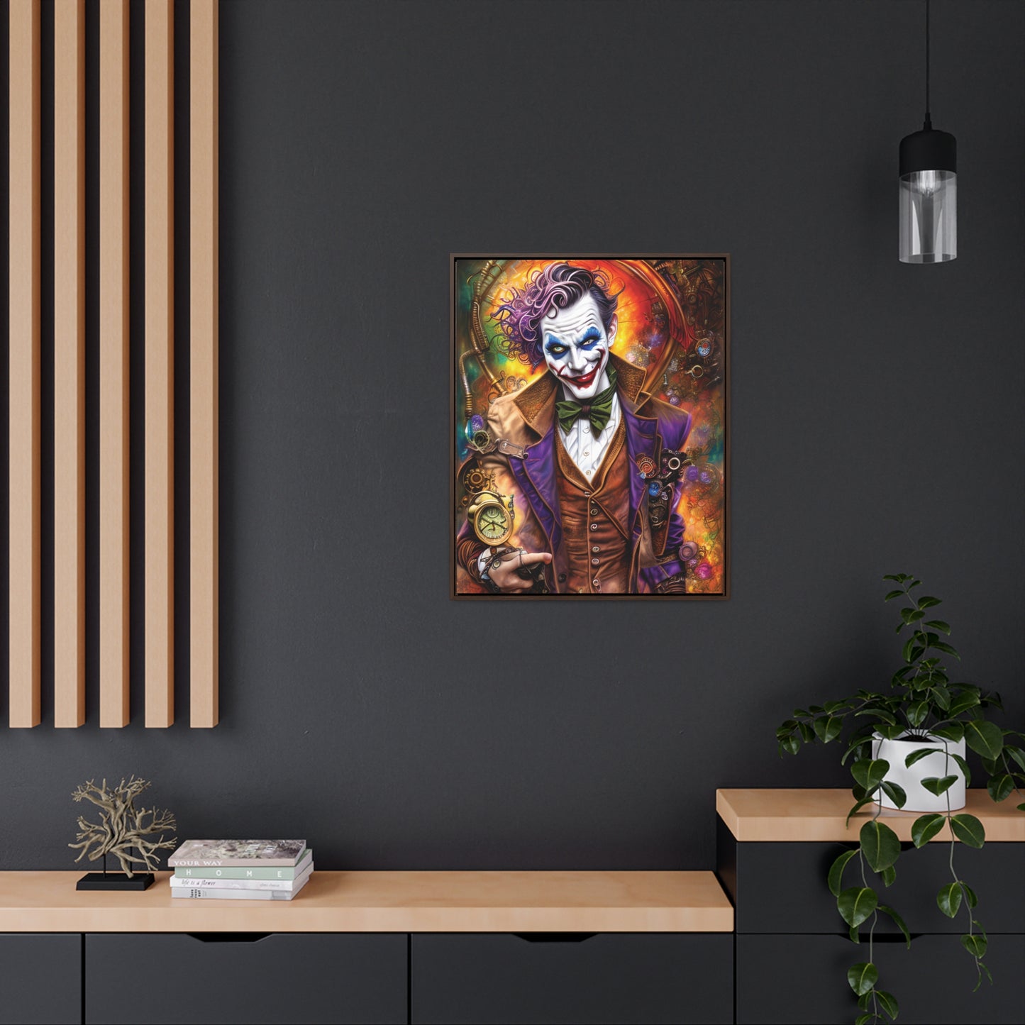 Steampunk-Joker-Hearts-Tribal-Fractal Gallery Canvas Wraps, Vertical Frame