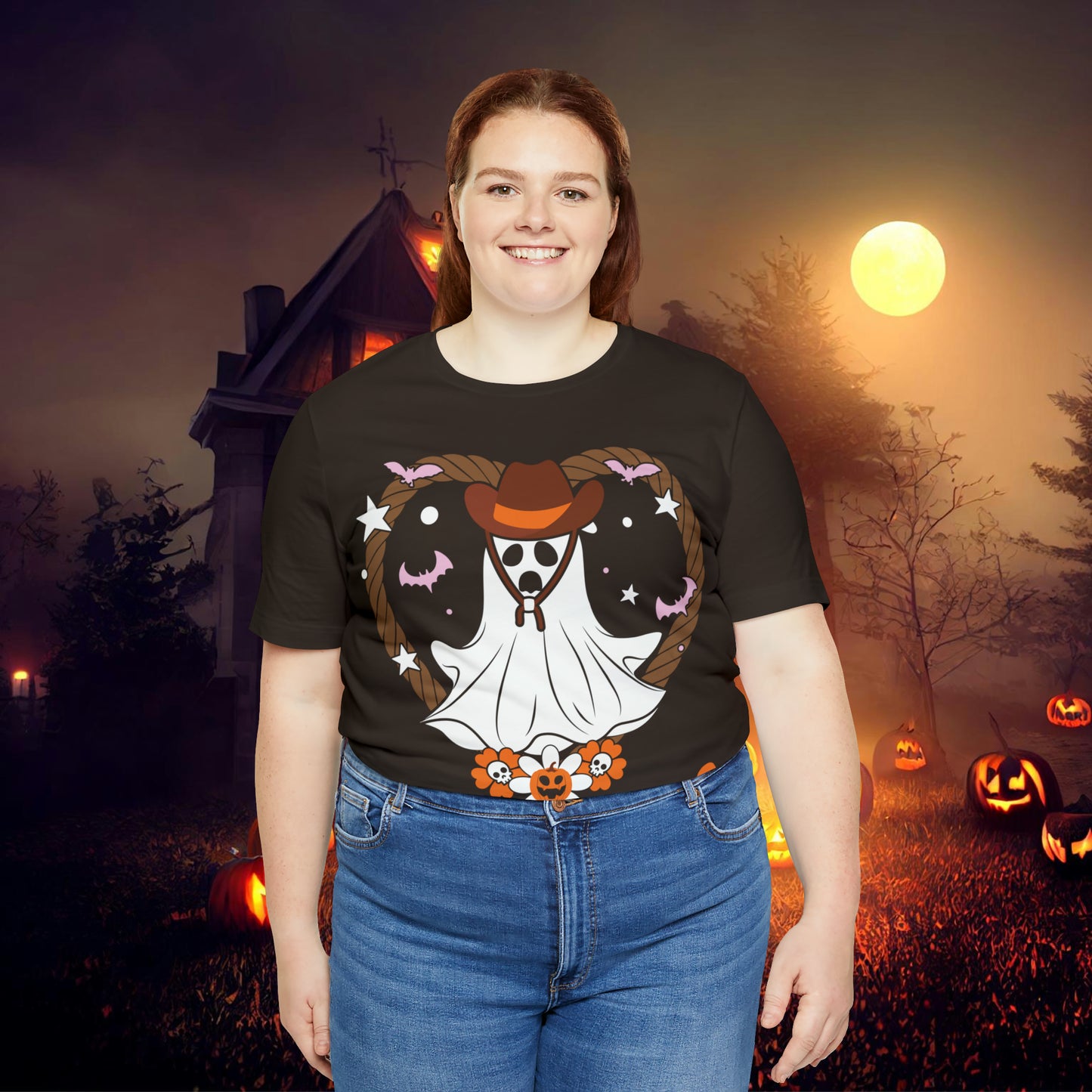 Boo Haw Retro Groovy Western Halloween Unisex Jersey Short Sleeve Tee Gifts for Him Gifts for Her