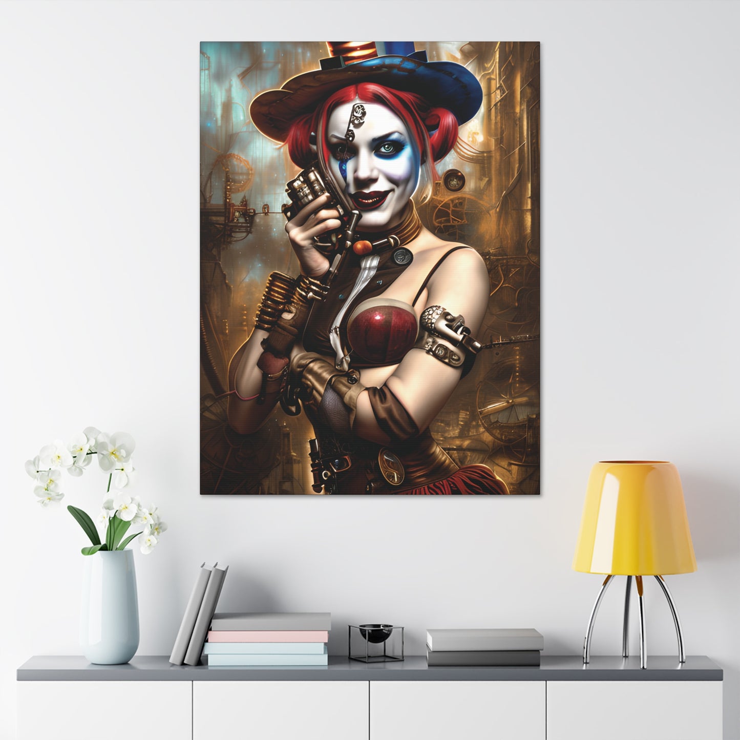 Hyper Realistic Steampunk Harley Quinn Canvas Stretched, 1.5''