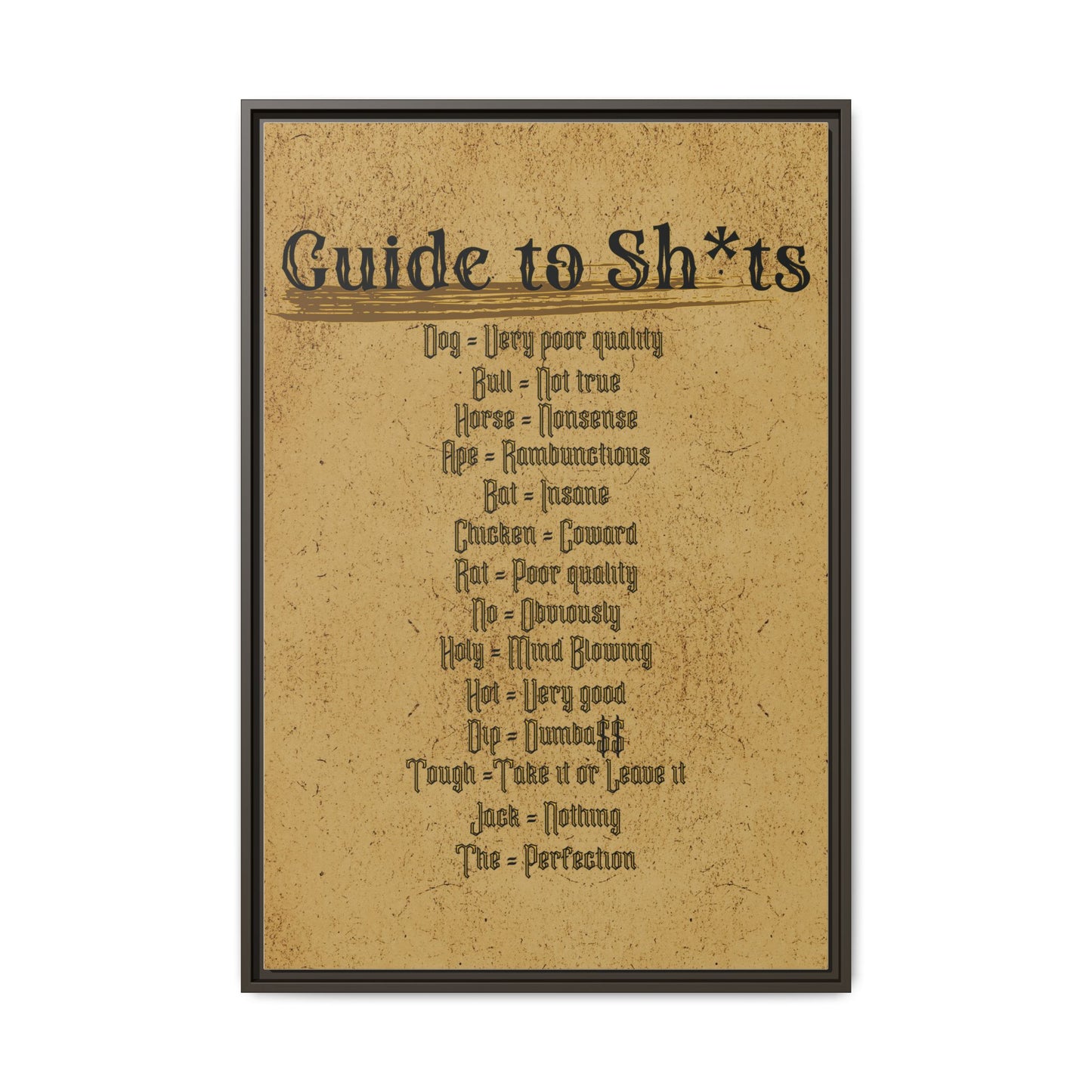 Guide to Sh*ts Framed Wall Art Print, Humorous Decor, Office Wall Art, Gift for Friends, Humor, Unique Housewarming Gift