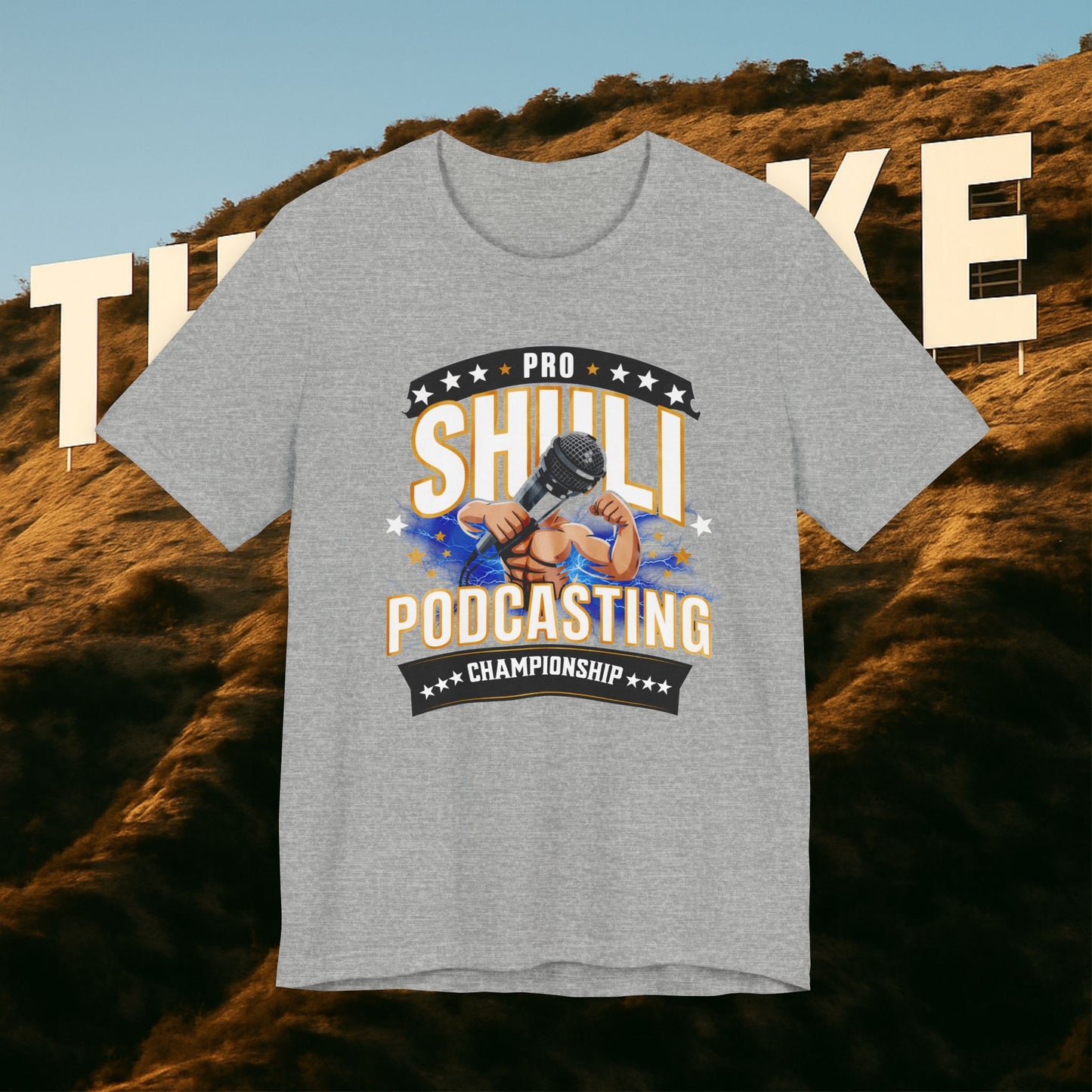 “Podcasting Championship Tee — Because Your Mic Deserves a Belt Too”
