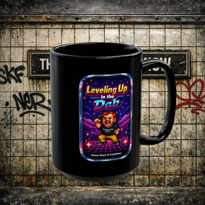 Leveling Up in the Dab Black Mug — Retro Gamer Gift 15oz mug