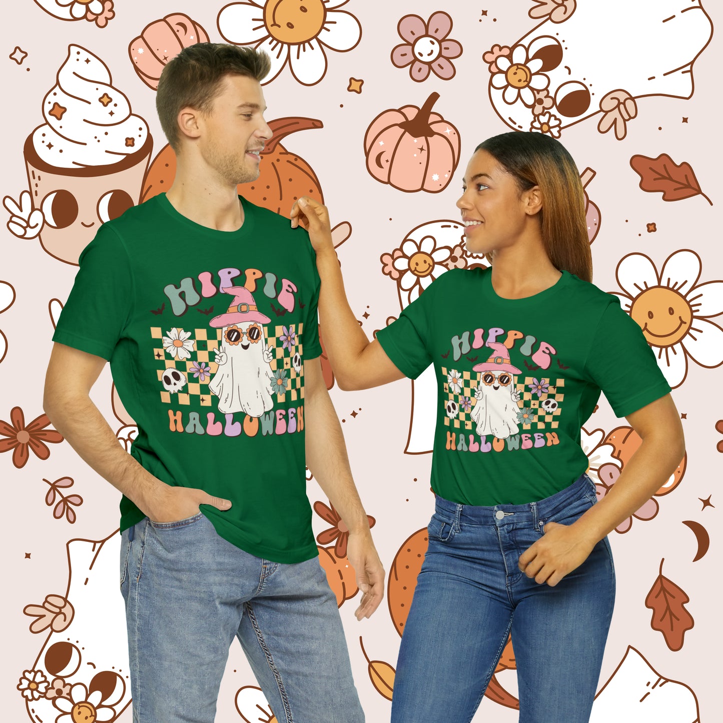 Hippie Halloween Retro Groovy Unisex Jersey Short Sleeve Tee Gifts for Him Gifts For her