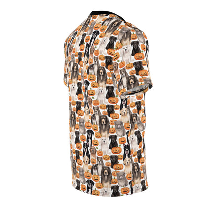 Halloween Dogs and Pumpkins Unisex Cut & Sew Tee (AOP)