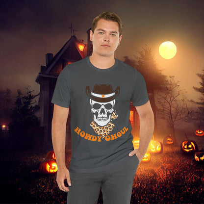 Howdy Ghoul Skeleton Sheriff Retro Halloween Unisex Jersey Short Sleeve Tee Gifts for her
