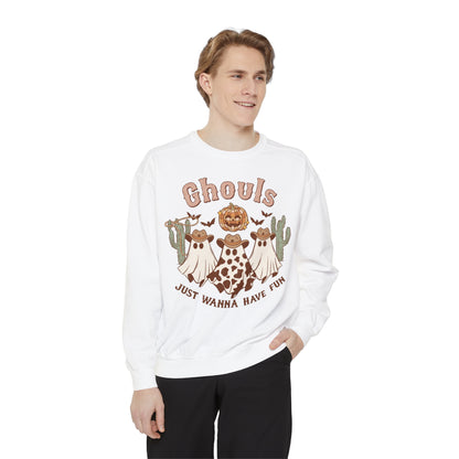 Ghouls Just Wanna Have Fun Western Halloween Unisex Garment-Dyed Sweatshirt