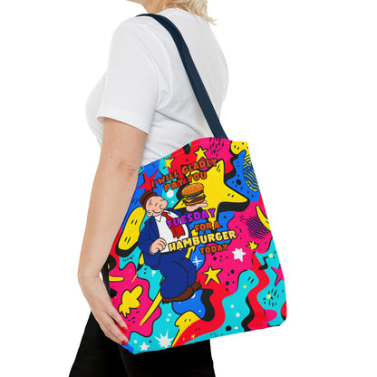 Abstract Comic Pop  AOP Tote Bag featuring Wimpy and his beloved hamburger