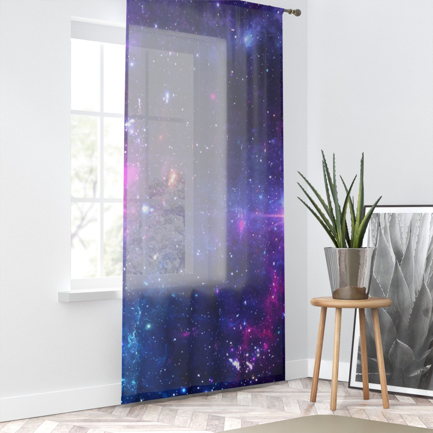 Purple Beyond the Stars Outer Space Out of this World Window Curtain