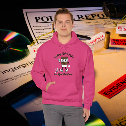 Retro Talking before Coffee is a Real True Crime Unisex Heavy Blend™ Hooded Sweatshirt Gifts for Him Gifts for Her