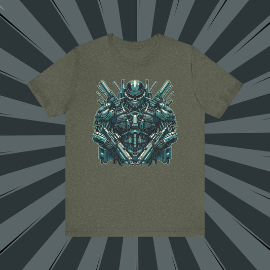 Cyber Warrior Unisex Jersey Tee, Geeky T-Shirt, Sci-Fi Apparel, Graphic Tee, Gift for Gamers, Futuristic Fashion