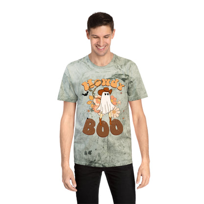 Cowboy Ghost saying Howdy Boo Retro Halloween Unisex Color Blast T-Shirt Gifts for her