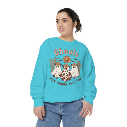 Ghouls Just Wanna Have Fun Western Halloween Unisex Garment-Dyed Sweatshirt