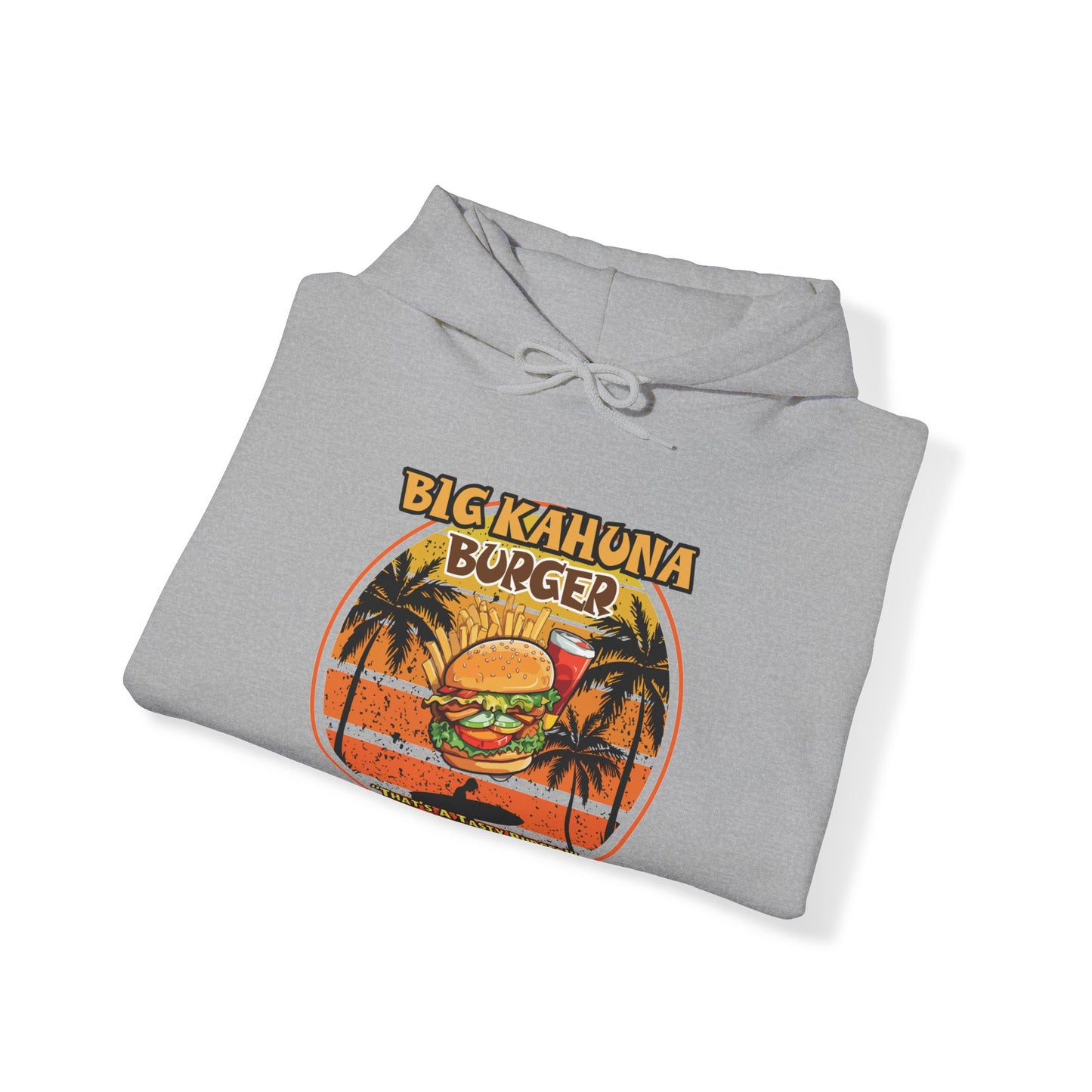 Big Kahuna Burger  Unisex Heavy Blend™ Hooded Sweatshirt Cozy Movie Magic, Burger Lover's Delight.