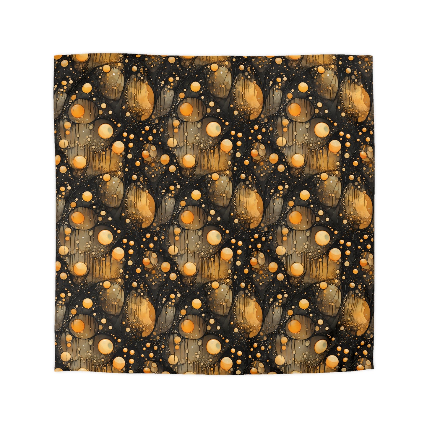 Halloween Yellow Orange Floating Blobs and Dark Microfiber Duvet Cover