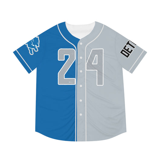 Custom Number & Name Men's Baseball Jersey (AOP) Detroit Football Team, Cross-sport fashion, Gridiron diamond style, Detroit pride apparel
