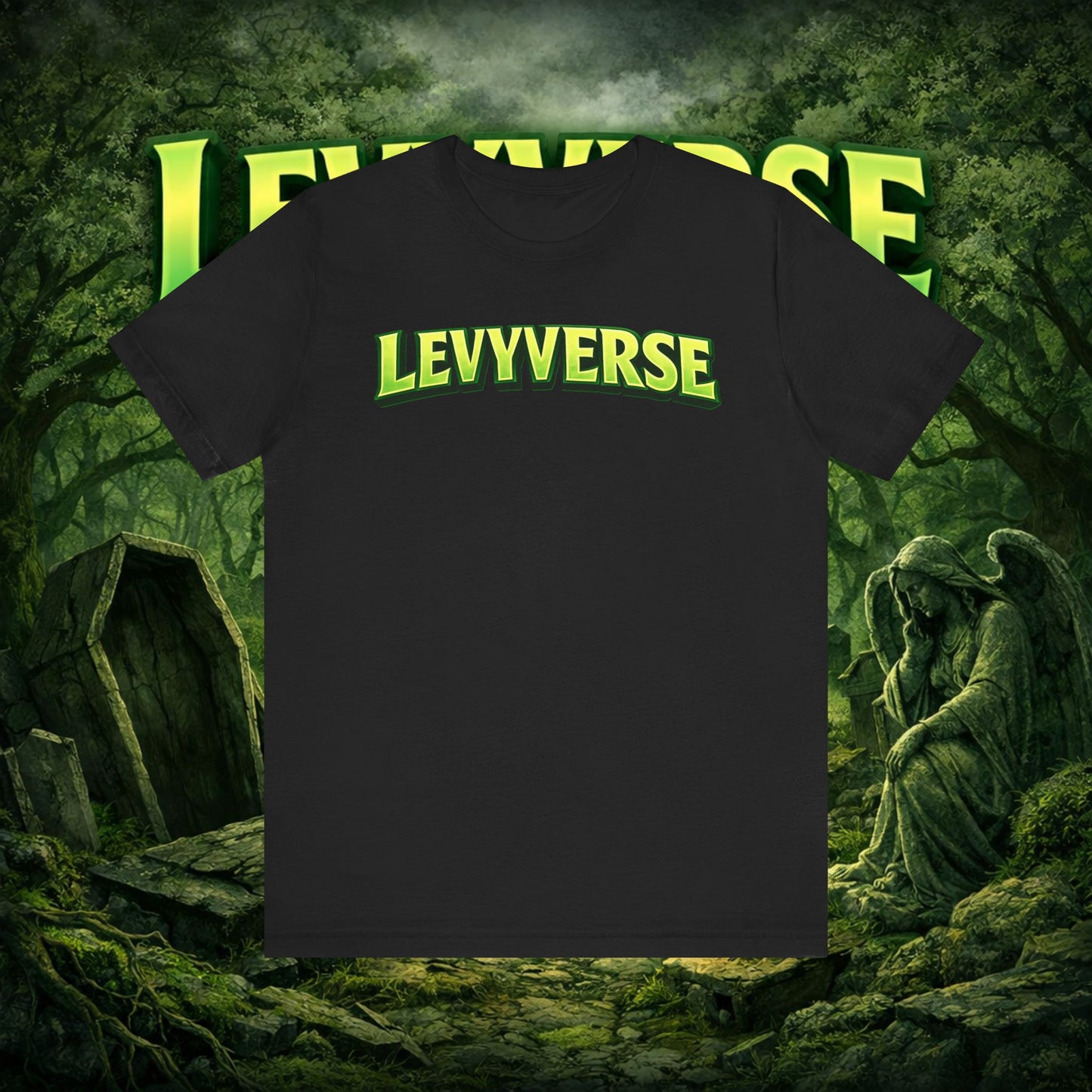 Levyverse Logo Tee — Green Fantasy Graphic T-Shirt