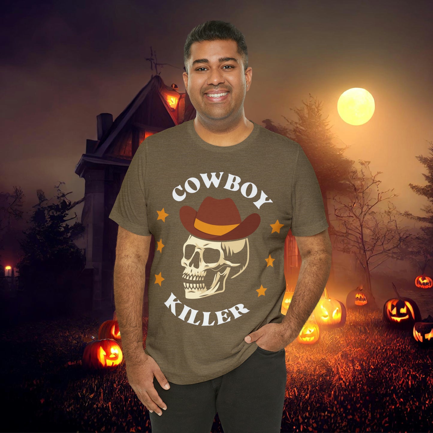 Cowboy Killer Retro Halloween Unisex Jersey Short Sleeve Tee Gifts for Him Gifts for Her