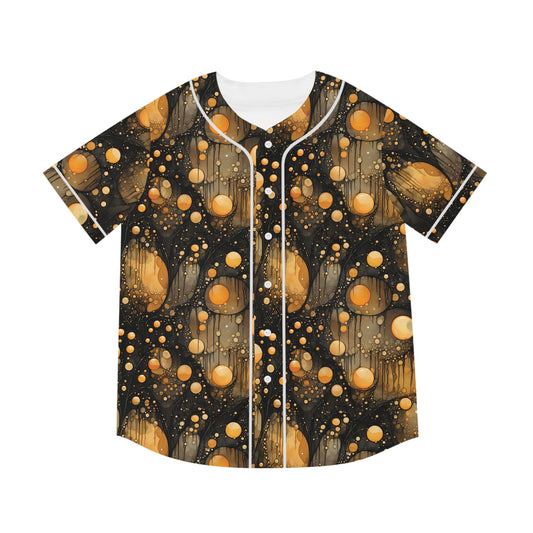 Halloween Orange Yellow Flying Orbs Men's Baseball Jersey (AOP)