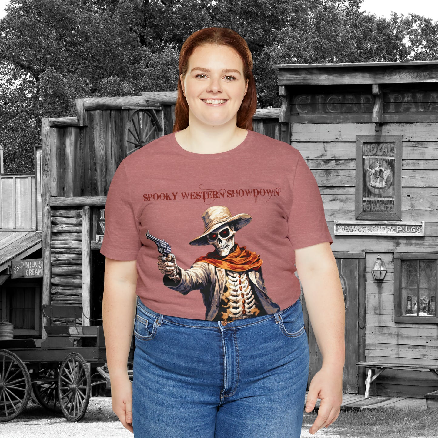 Spooky Western Showdown Western Halloween Unisex Jersey Short Sleeve Tee Gifts For Her Gifts For Him