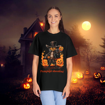 Cowboy Skeleton Gunslinger Pumpkin Shoot Out Halloween Unisex Garment-Dyed T-shirt Gifts for her Gifts for him