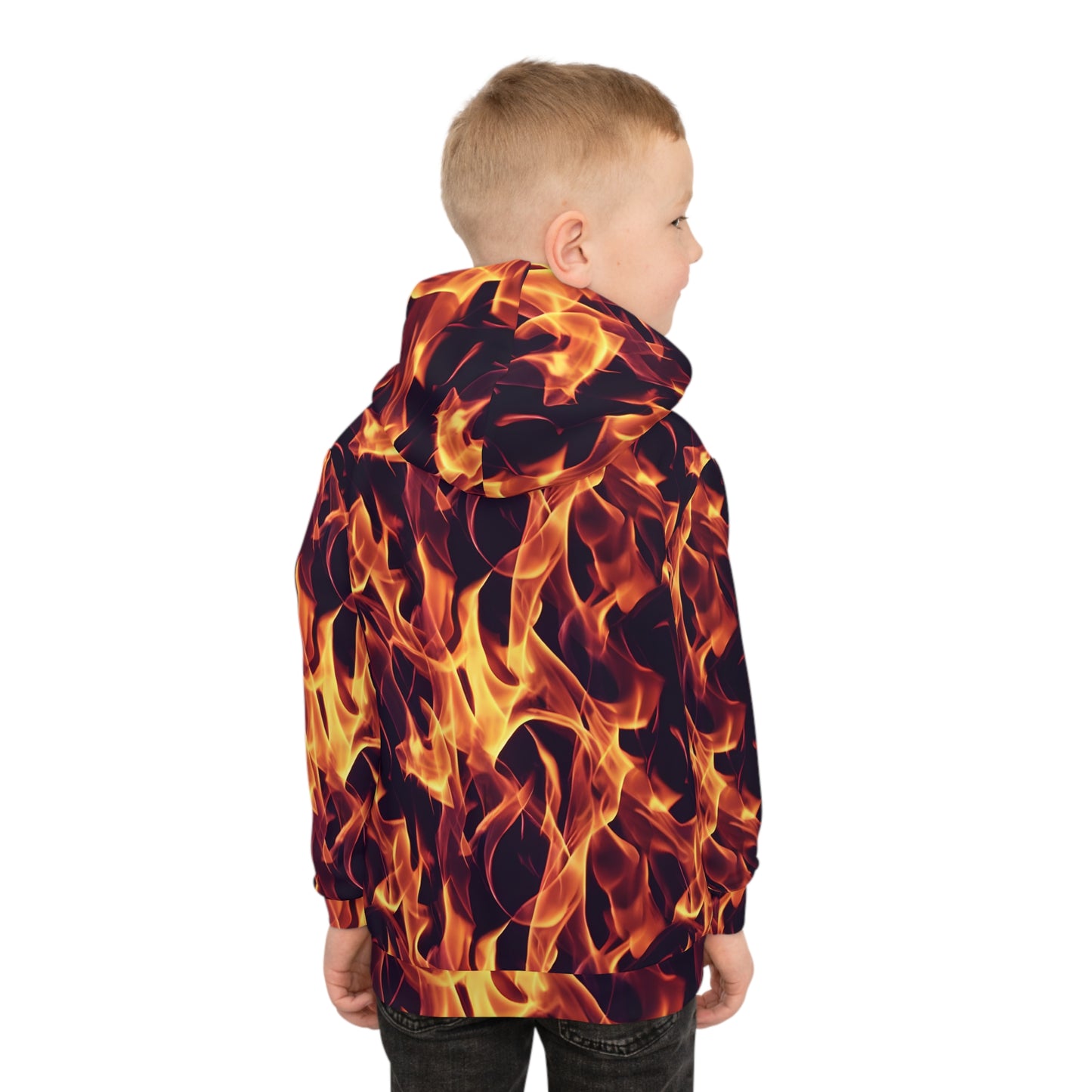 Fuel their Style: All Over Print Children's Hoodie with Dynamic Flames Children's Hoodie (AOP)