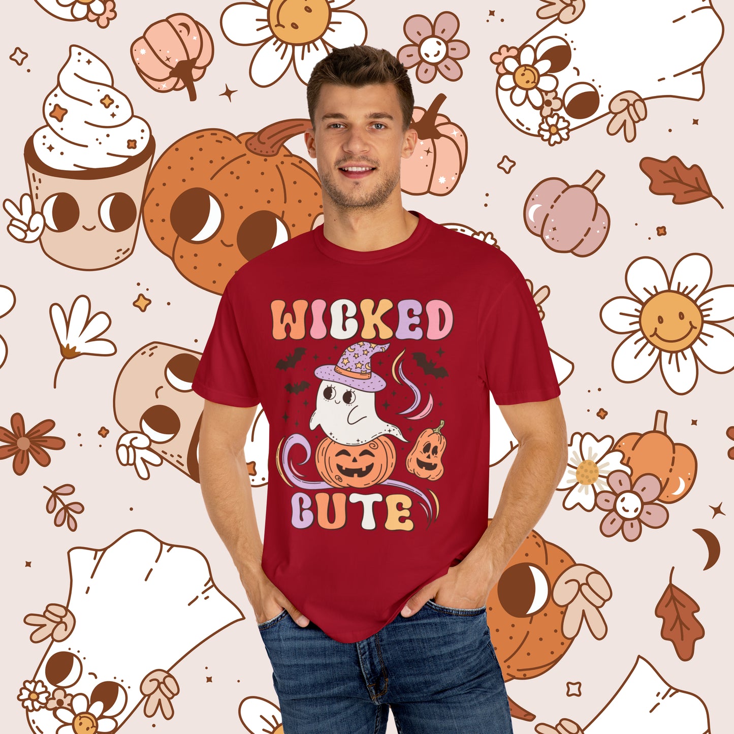 Wicked Cute Retro Groovy Halloween Unisex Garment-Dyed T-shirt Gifts for Him Gifts for her