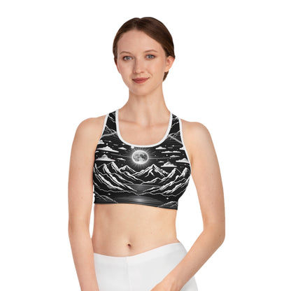 Moonlit Night Sky Silhouette Women's Sports Bra Serenity and Style Sports Bra (AOP)