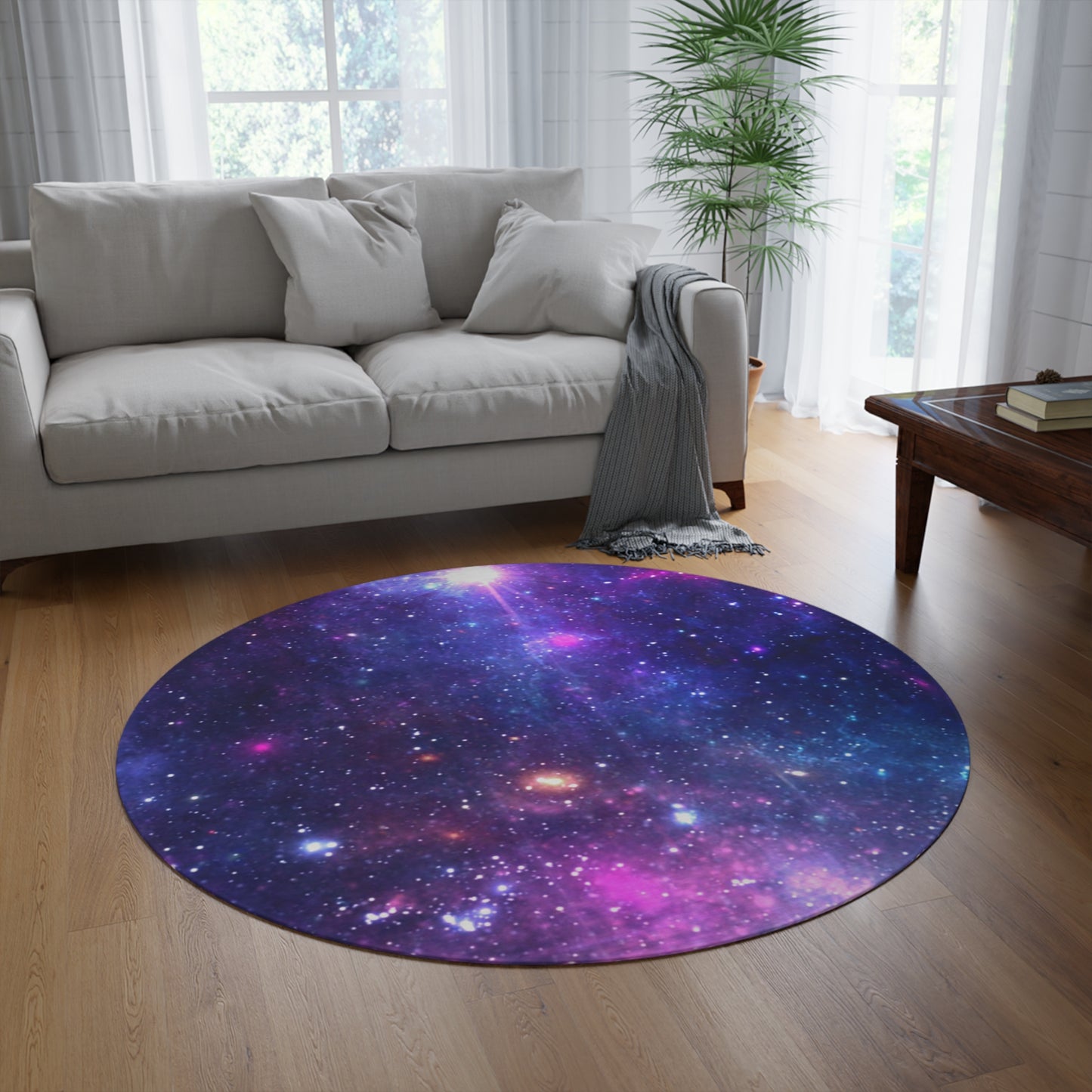 Purple Beyond the Stars Outer Space Out of this World Round Rug