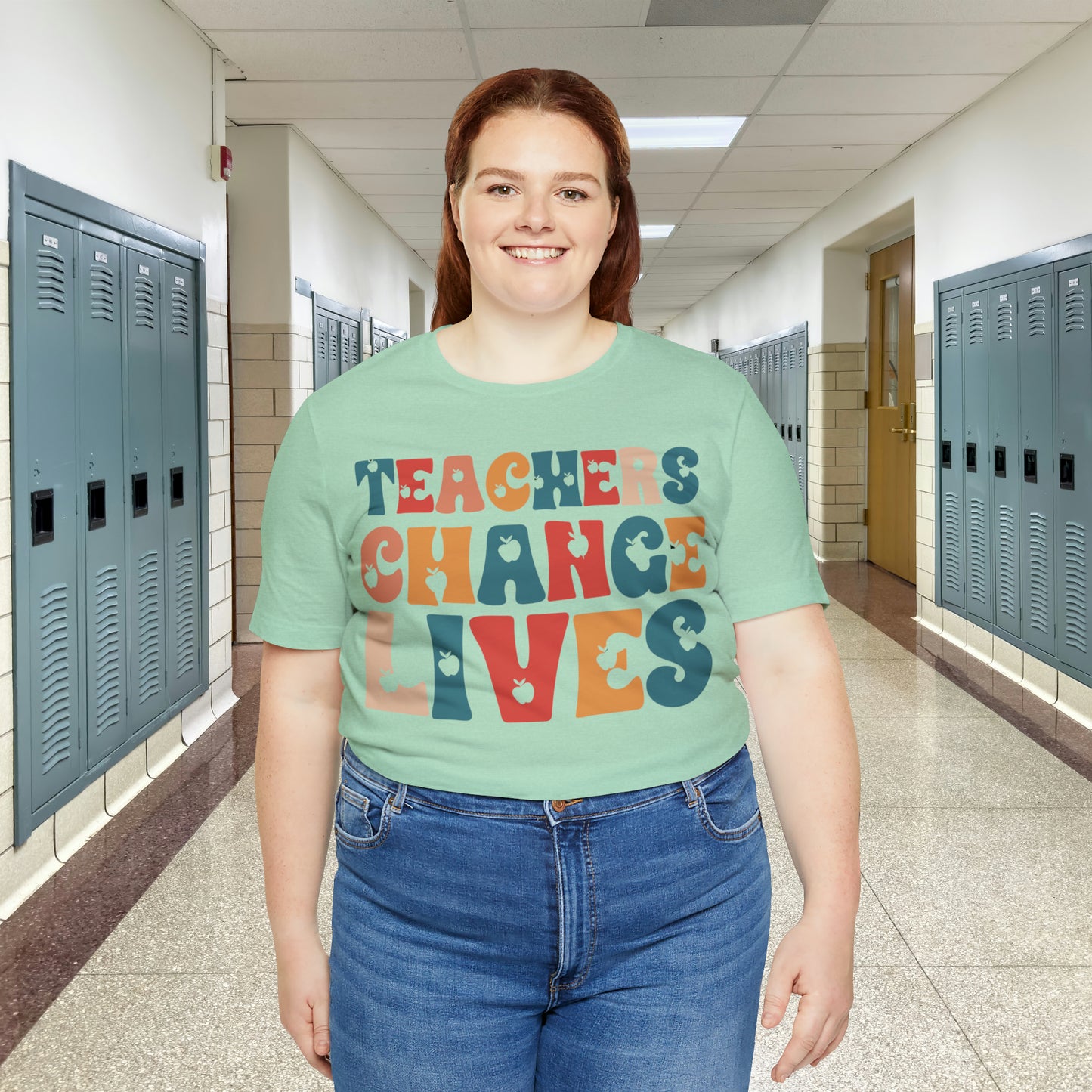 Colorful Teachers Change Lives Back to School Unisex Jersey Short Sleeve Tee Gifts for him, Gifts for Her