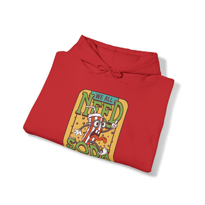 "DirkyThreadz Soda Splash Hoodie - PlayfulDesign with Cartoon Soda Graphic"