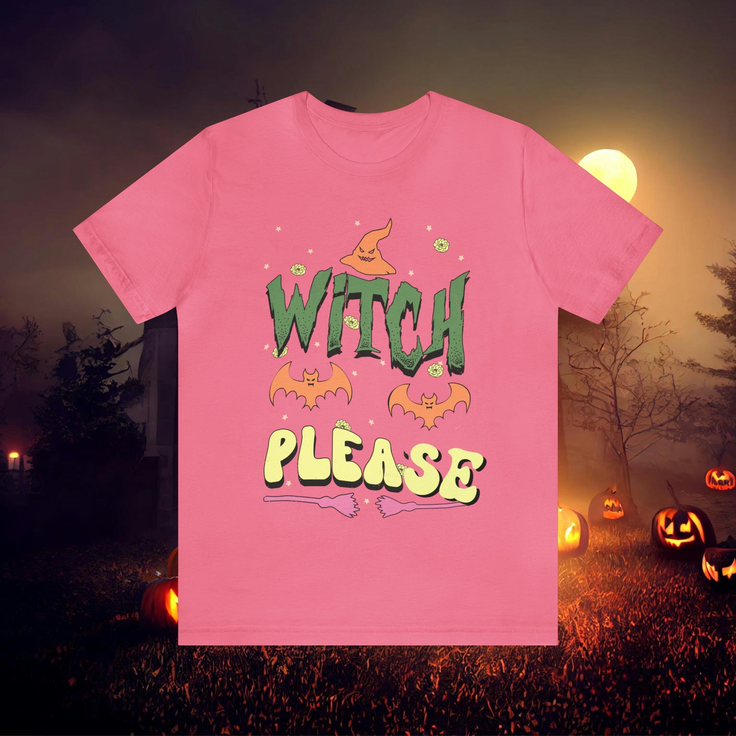 Witch Please Retro Groovy Halloween Unisex Jersey Short Sleeve Tee Gifts for Her Gifts for him