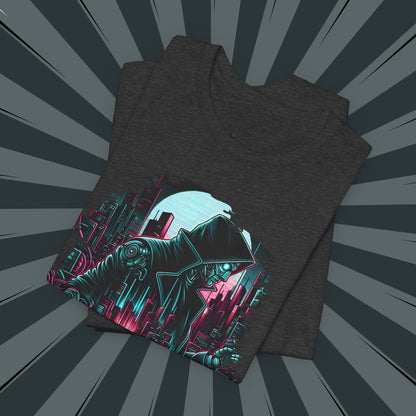 Cyberpunk Graphic Tee, Futuristic Shirt, Unisex Short Sleeve T-Shirt, Retro Sci-Fi Apparel, Streetwear Graphic Top, Geek Fashion Gift