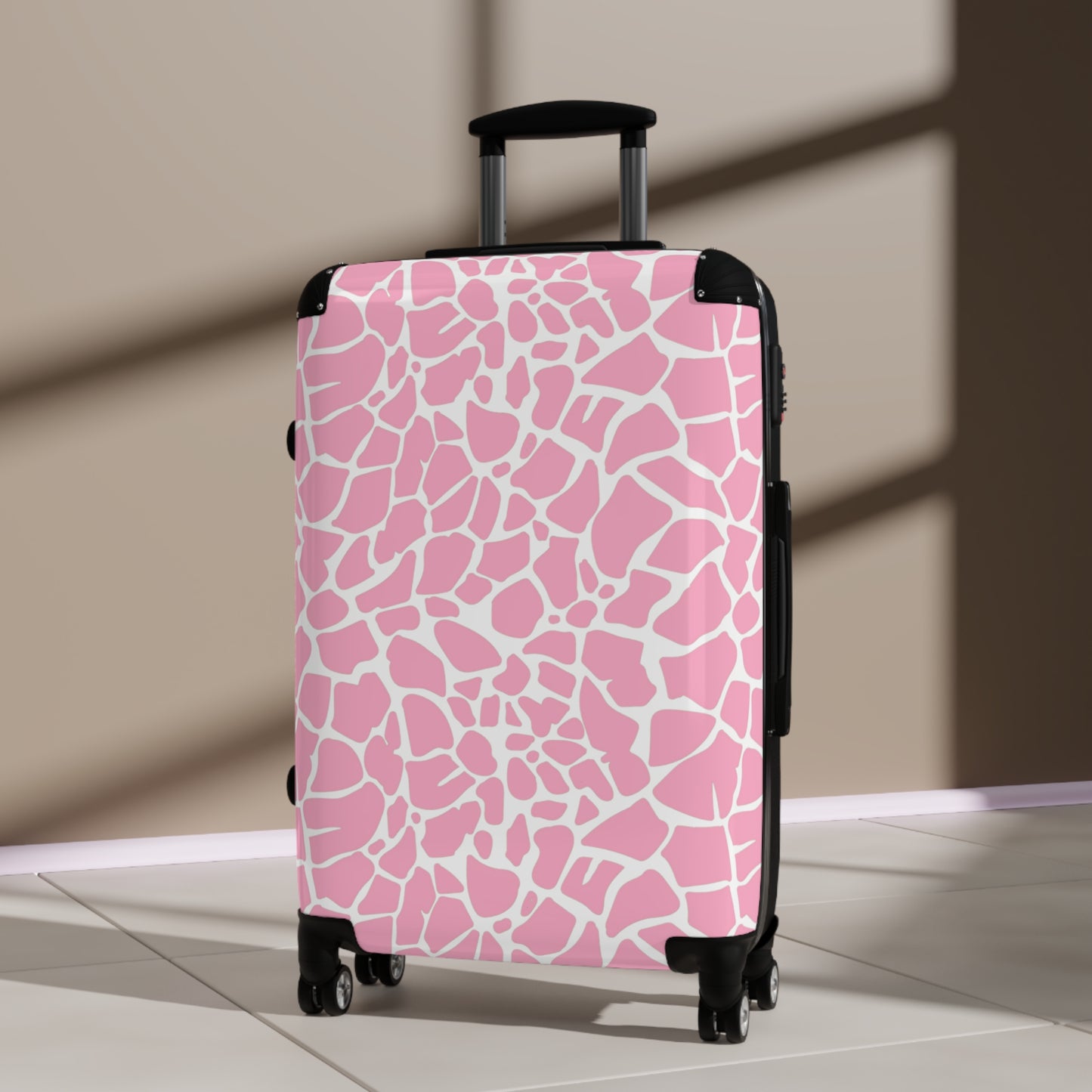 Pink Giraffe Print Suitcase