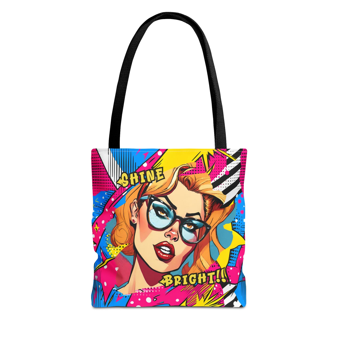 Shine Bright Lady on a Abstract Comic Pop AOP Tote Bag