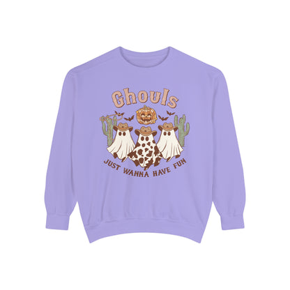 Ghouls Just Wanna Have Fun Western Halloween Unisex Garment-Dyed Sweatshirt