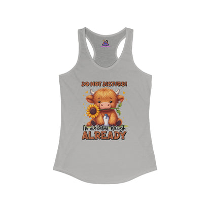 Moo-dy Silence: The 'Do Not Disturb' Women's Ideal Racerback Tank