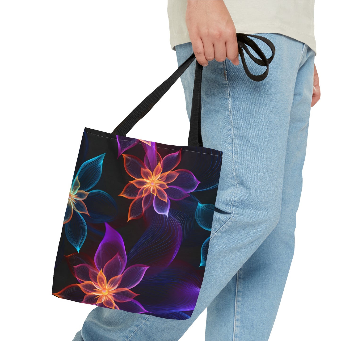 Funky Neon Petals All Over Print Tote Bag