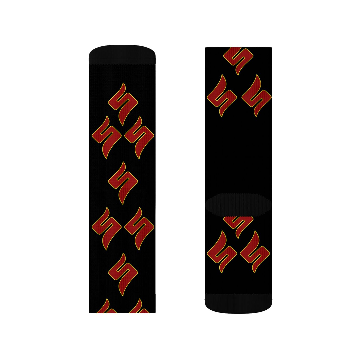 Shuli Network “S” Socks— Bold All-Over Print Crew Socks