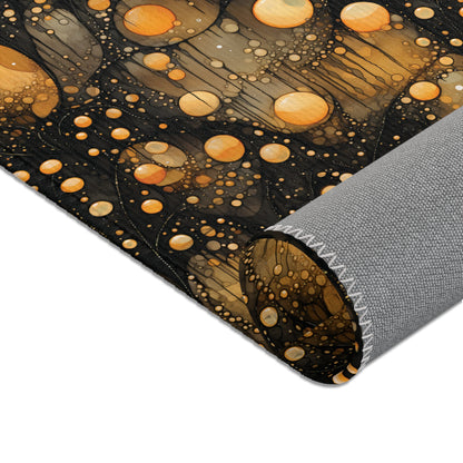 Halloween Yellow Orange Floating Blobs and Dark Area Rugs