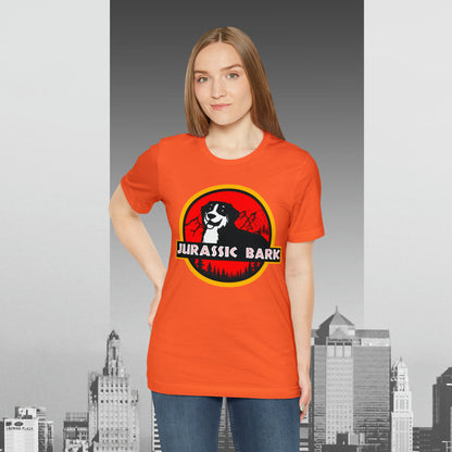 Jurassic Bark Bernese Mountain Dog, Custom/ Unisex Jersey Short Sleeve Tee