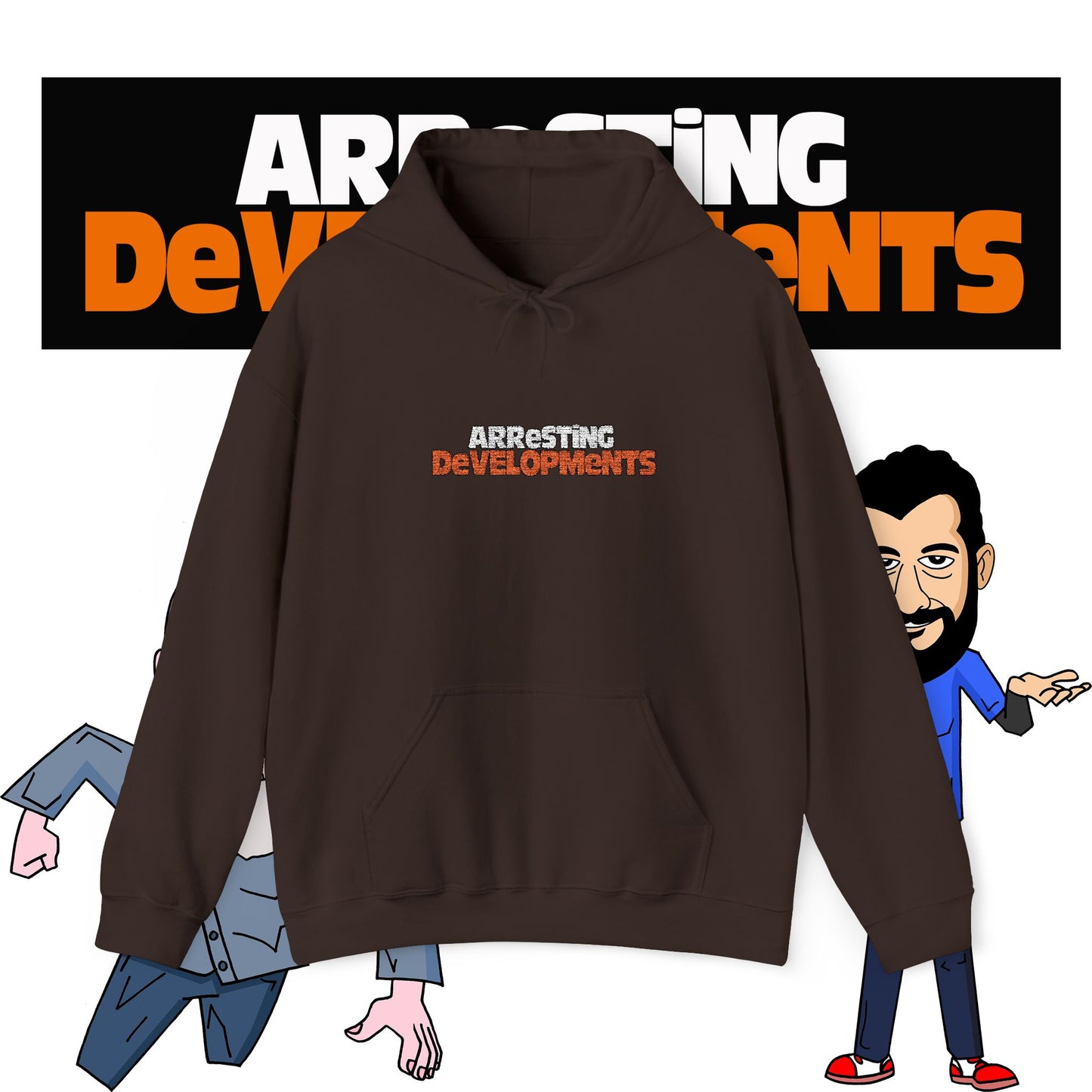 Arresting Developments Chaos Embroidered Hoodie – Official Podcast Merch for True Crime & Dabbleverse Fans Unisex Heavy Blend™ Hooded Sweatshirt