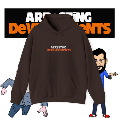 Arresting Developments Chaos Embroidered Hoodie – Official Podcast Merch for True Crime & Dabbleverse Fans Unisex Heavy Blend™ Hooded Sweatshirt