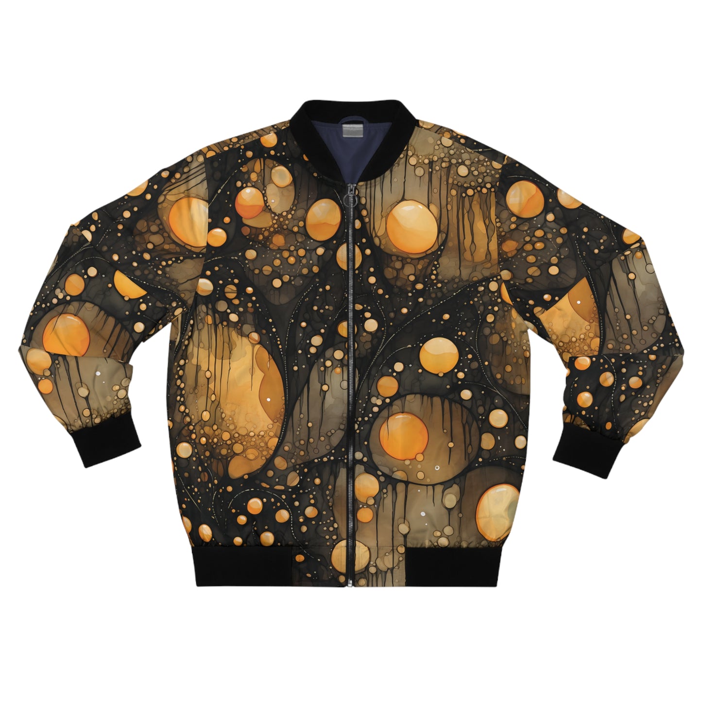 Halloween Yellow Orange Orbs Floating oozing and Dark Streaks Men's Bomber Jacket (AOP)