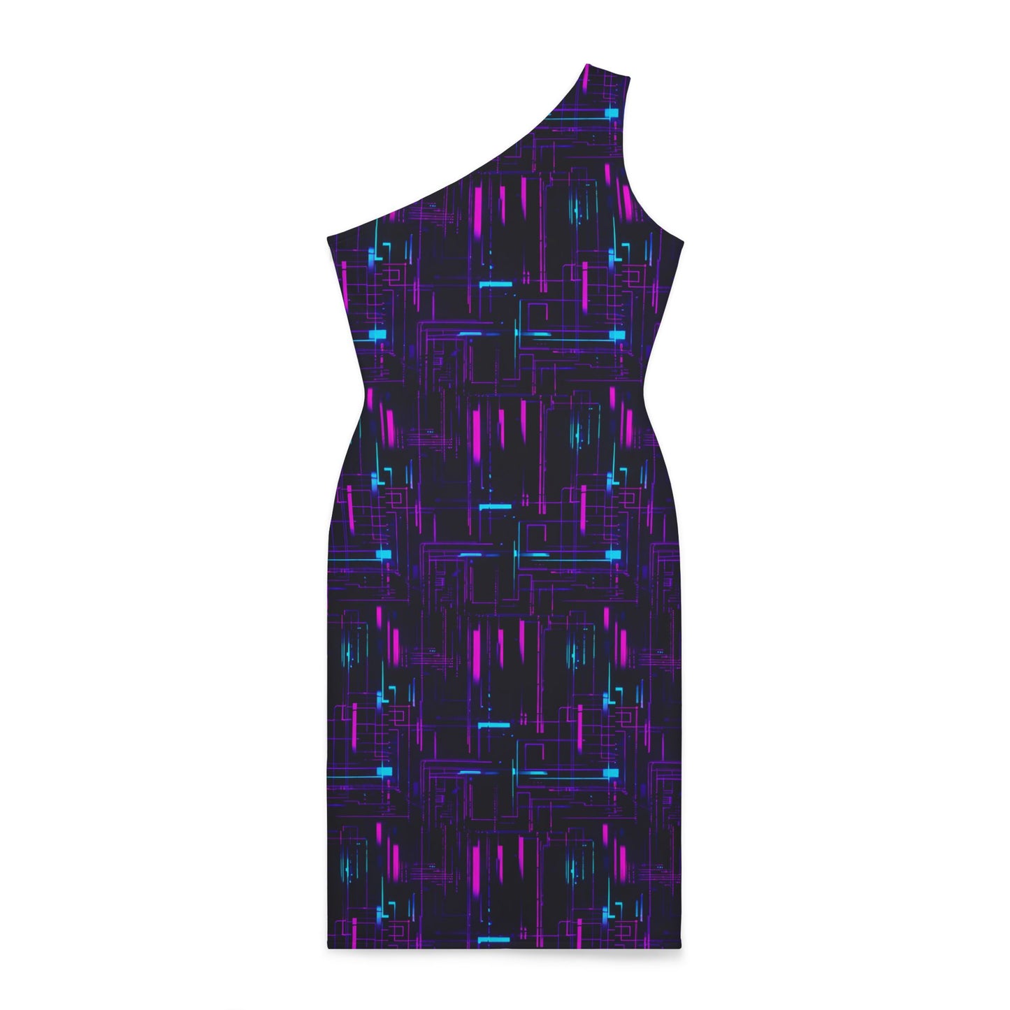 Electric Dreams: Neon Cyberpunk Dress Shoulder Dress (AOP)