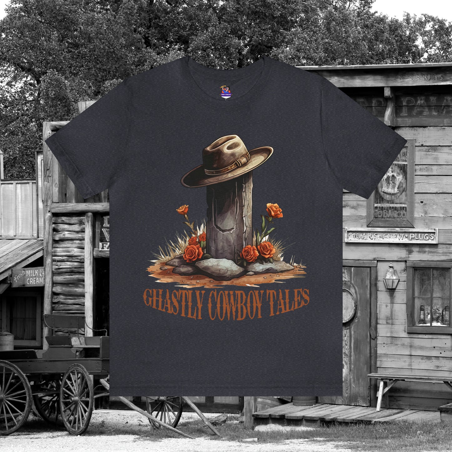 Ghastly Ghost Tales Western Halloween Unisex Jersey Short Sleeve Tee Gifts for Her Gifts for Him