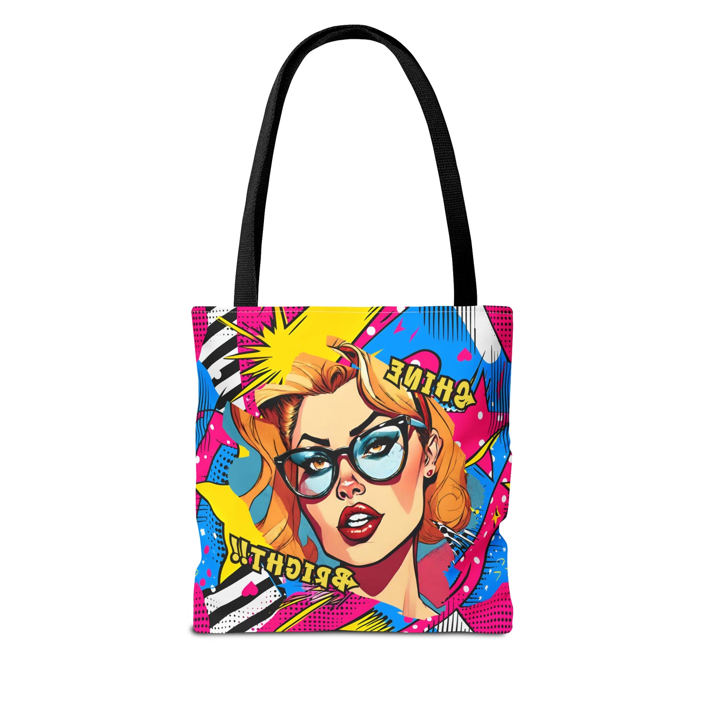 Shine Bright Lady on a Abstract Comic Pop AOP Tote Bag