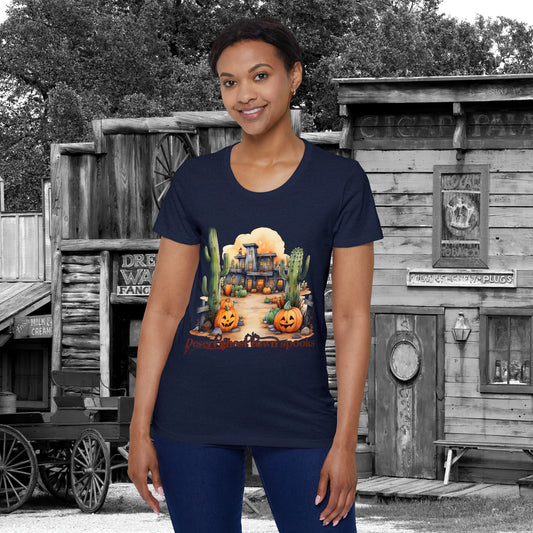 Desert Ghost Town Spooks Western Halloween Women's Organic Short Sleeve T-Shirt Gifts for Her