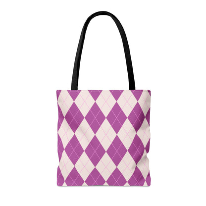 Bernese Mountain Dog Tote Bag | AOP Purple Rhombus Pattern | 'When the Going Gets Ruff, the Ruff Get Going' SWAT Gear Dog Art