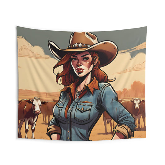 Rustle & Roam: Cowgirl Tapestry for Western Wanderlust