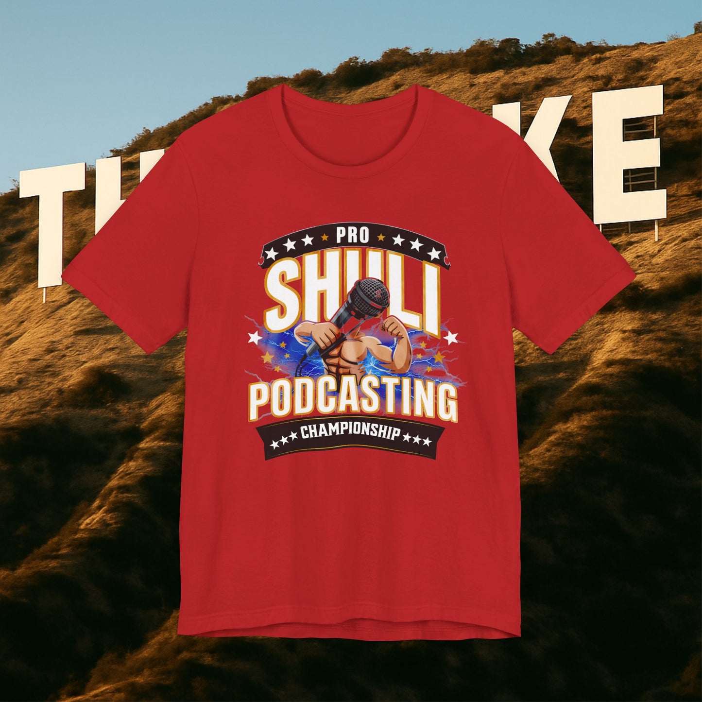 “Podcasting Championship Tee — Because Your Mic Deserves a Belt Too”